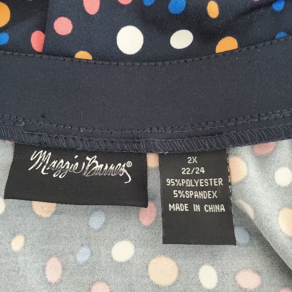 Maggie Barnes Womens Blue Polka Dot Crossover Blouse Size 2X V Neck 3/4 Sleeve - Picture 6 of 11